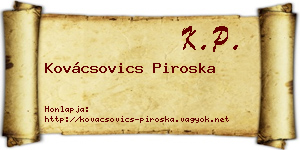 Kovácsovics Piroska névjegykártya